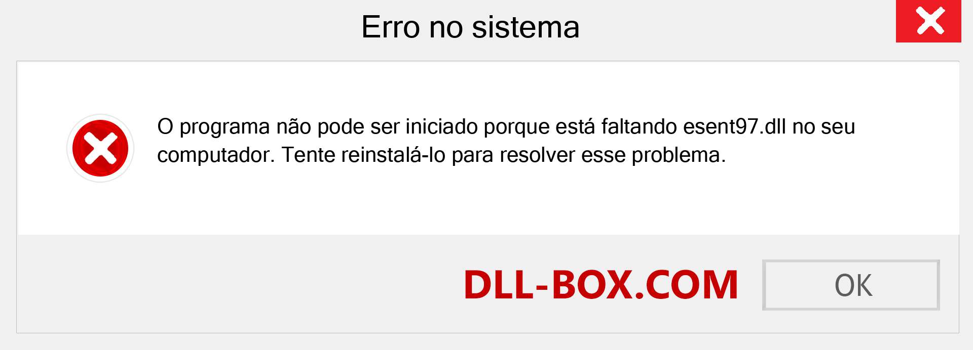 Arquivo esent97.dll ausente ?. Download para Windows 7, 8, 10 - Correção de erro ausente esent97 dll no Windows, fotos, imagens