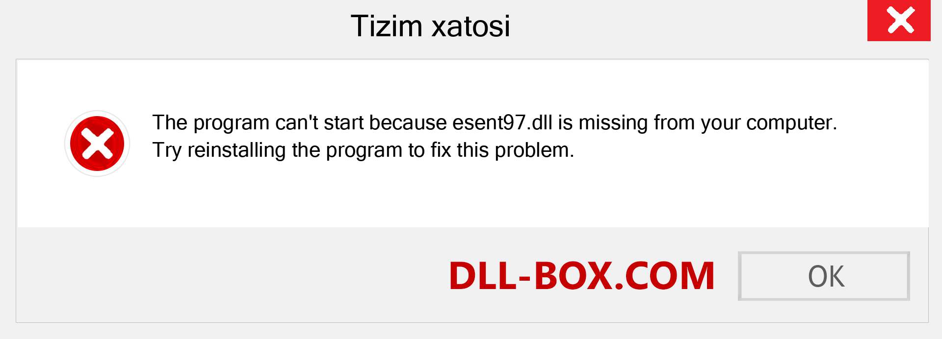 esent97.dll fayli yo'qolganmi?. Windows 7, 8, 10 uchun yuklab olish - Windowsda esent97 dll etishmayotgan xatoni tuzating, rasmlar, rasmlar